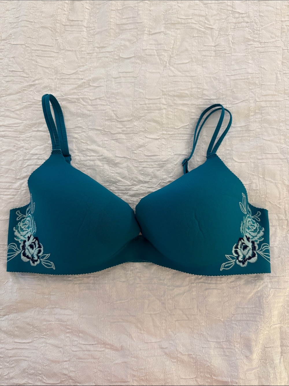 Victoria’s Secret Angels Secret Embrace Teal Floral Padded Push-Up Bra 36C